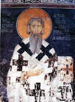 “Cвт.Савва, Архиепископ Сербский“. Фреска из монастыря Студеница