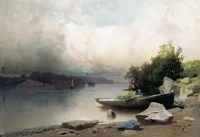 Картина Река и лодка